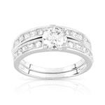 Duo alliance demi-tour solitaire argent 925 zirconias - vue 1