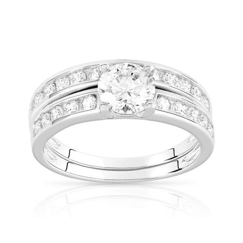 Duo alliance demi-tour solitaire argent 925 zirconias