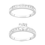 Duo alliance demi-tour solitaire argent 925 zirconias - vue D1