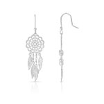 Boucles d'oreilles argent 925 pendants attrape-rêve - vue 1