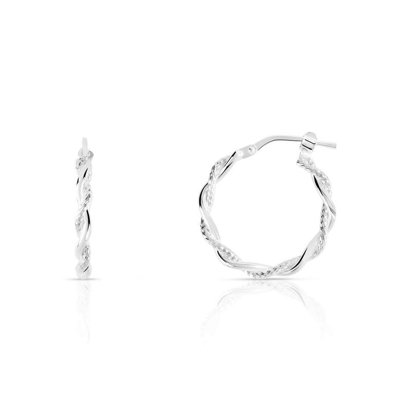 Créoles argent 925 anneaux torsadés 20 mm - vue 1