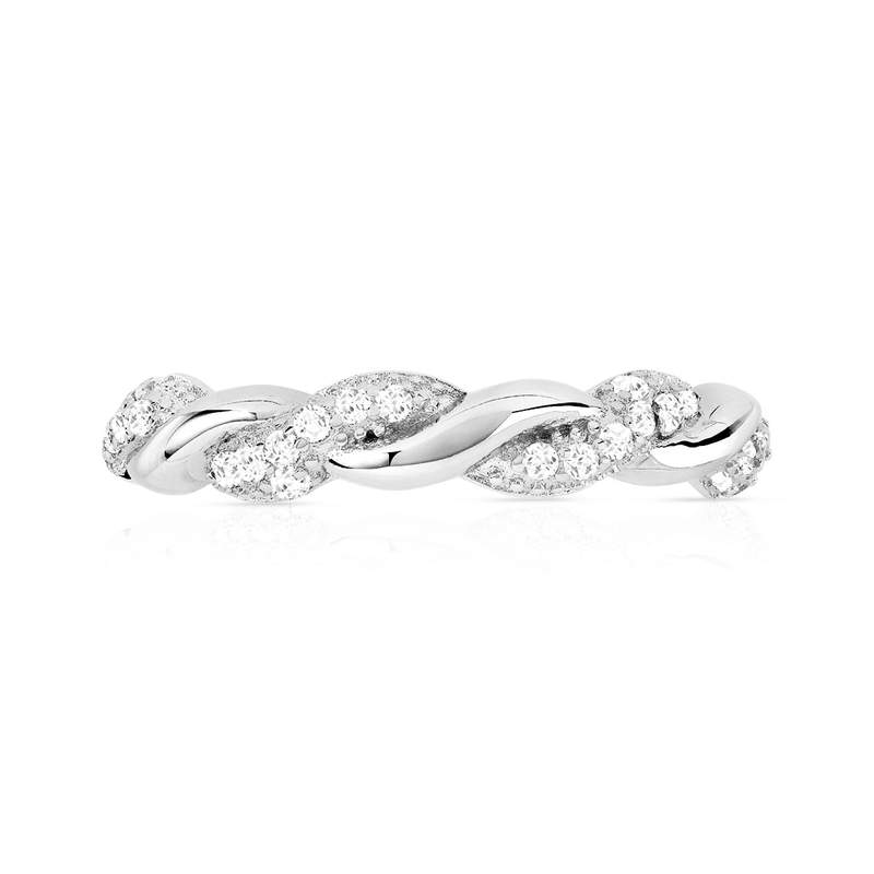 Bague argent 925 tressée zirconias - vue 3
