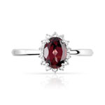 Bague argent grenat rhodolite ovale et diamants - vue 3
