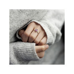 Bague argent grenat rhodolite ovale et diamants - vue porté 2