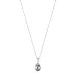 Collier argent 925 perle de culture de Tahiti et zirconias 45 cm - vue 1