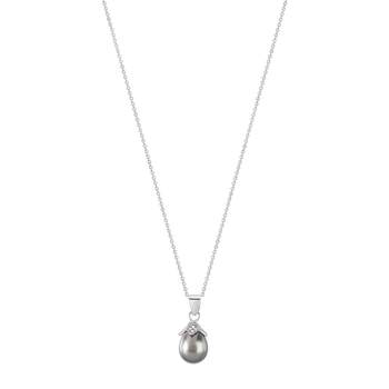 925 zilveren collier met Tahitiaanse gekweekte parel en zirkonia's 45 cm