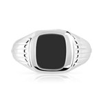 Chevalière argent 925 carrée onyx - vue 3