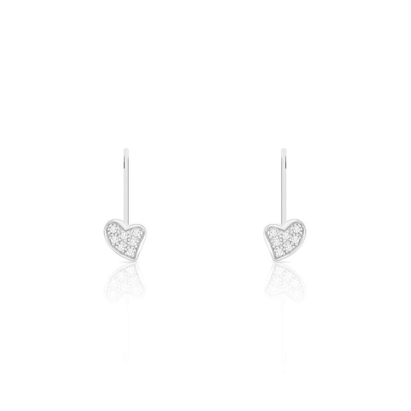 Boucles d'oreilles argent 925 dormeuses coeurs zirconias - vue D1