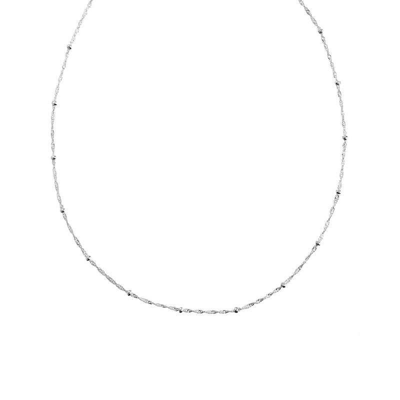 Chaine argent 925 maille singapour et boules polies 50 cm - vue 1