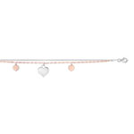 Bracelet argent 925 2 tons pampilles coeurs 19 cm - vue 1