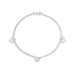Bracelet argent 925 maille boule coeurs 19 cm - vue 1
