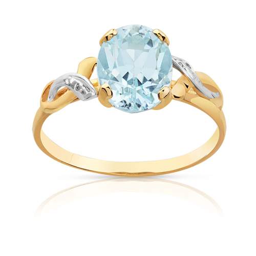 Bague or 750 2 tons topaze bleue traitée