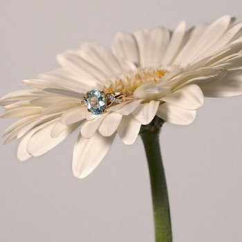 Bague or 750 2 tons topaze bleue traitée