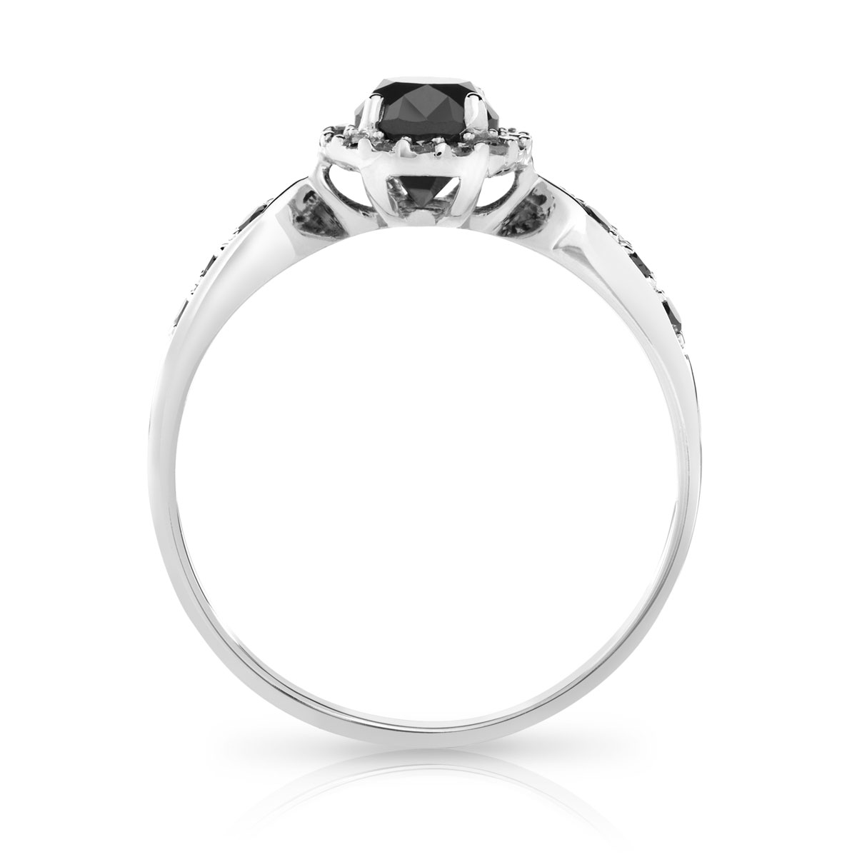 Bague or 750 blanc diamants noirs traités et diamants blancs - vue 2