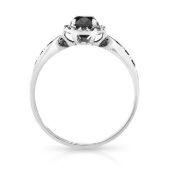 Bague or 750 blanc diamants noirs traités et diamants blancs