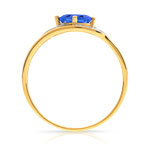 Bague or 750 2 tons ajourée saphir ovale et diamants - vue 2