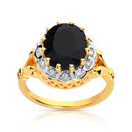 Bague or 750 2 tons saphir et diamant