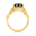 Bague or 750 2 tons saphir ovale et diamants - vue 2