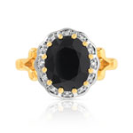 Bague or 750 2 tons saphir ovale et diamants - vue 3