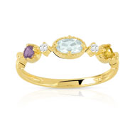 Bague plaqué or amethyste topaze citrine