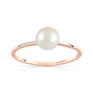 Bague plaqué or rose perle de culture de chine