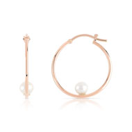 Créoles plaqué or rose perles de culture de chine