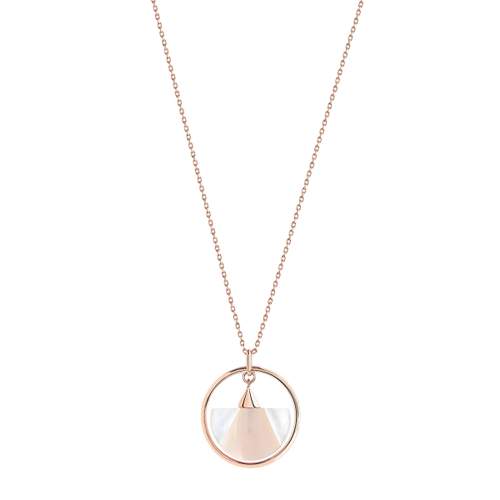 Rose gold-plated necklace with white and pink mother-of-pearl, 45 cm