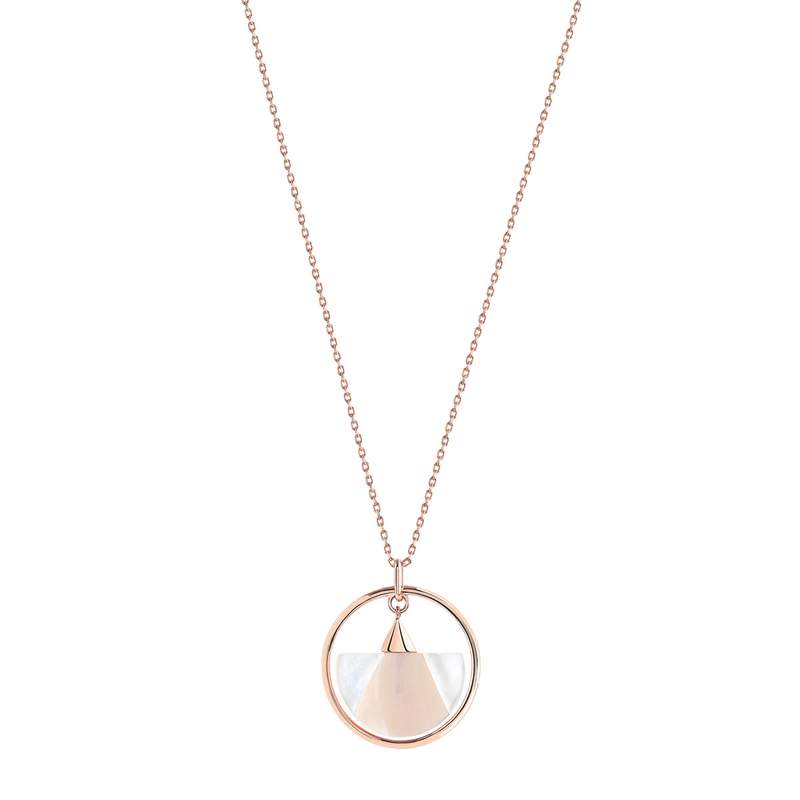 Collier plaqué or rose nacre blanche et rose 45 cm - vue 1