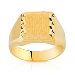 Chevalière plaqué or carrée écusson diamanté - vue 1