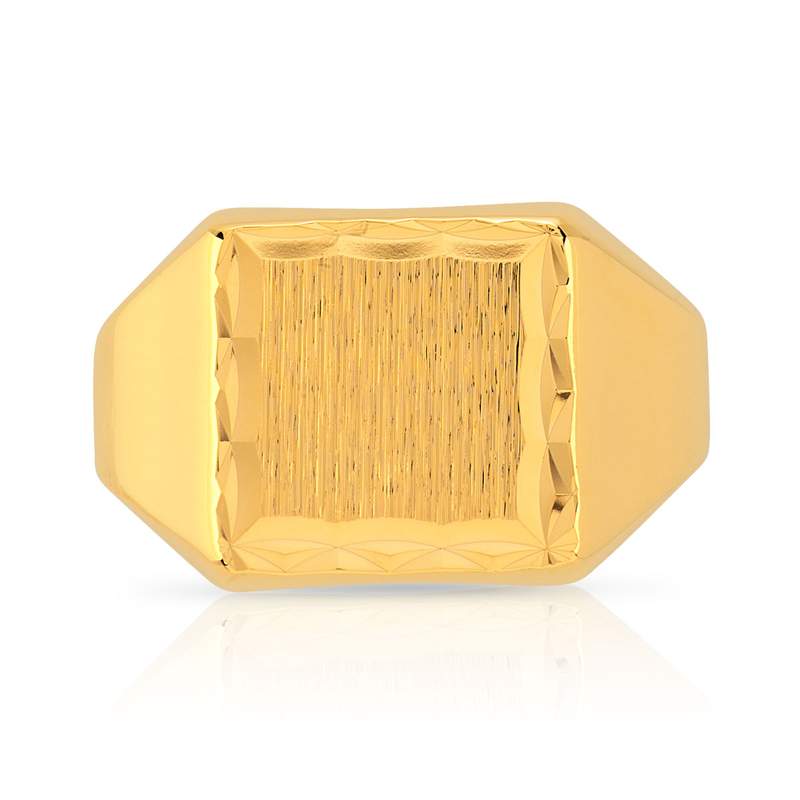 Chevalière plaqué or carrée écusson diamanté - vue 3