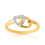 Bague plaqué or 2 tons coeurs entrelacés zirconias - vue 1