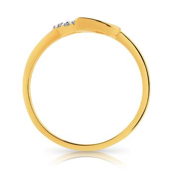 Vergulde ring met twee kleuren en verstrengelde hartjes met zirkonia's