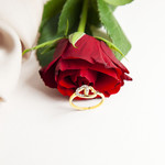 Bague plaqué or 2 tons coeurs entrelacés zirconias - vue D4