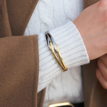 2-tone gold-plated bangle bracelet