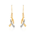 Boucles d'oreilles plaqué or 2 tons dormeuses zirconias - vue 1