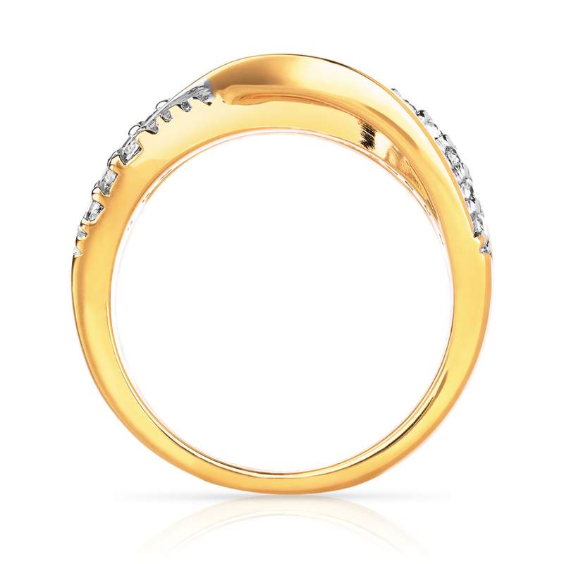 Bague plaqué or 2 tons entrelacée zirconias - vue 2