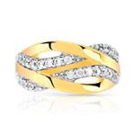 Bague plaqué or 2 tons entrelacée zirconias - vue 3
