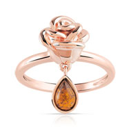 Bague La Belle et la Bête plaqué or rose ambre disney