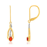 Boucles d'oreilles plaqué or 2 tons dormeuses rubis imitation - vue 1