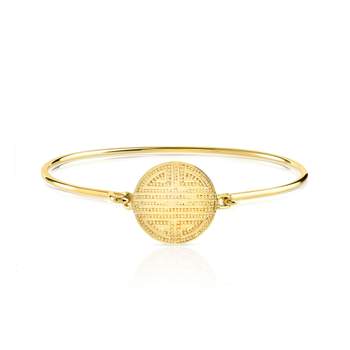 Gold-plated disc bangle bracelet