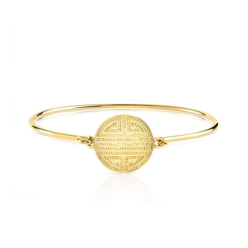 Bracelet jonc plaqué or disque - vue 1