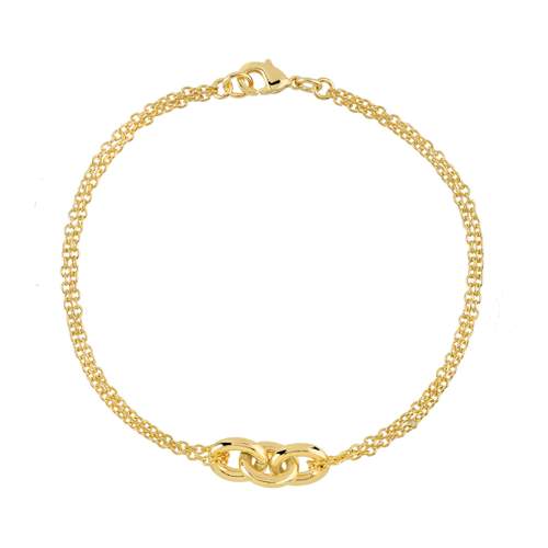 Bracelet plaqué or trois anneaux entrelacés 19 cm