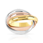 Bague plaqué or argent 925 3 anneaux entrelacés - vue 1