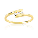 Bague plaqué or trio zirconias - vue 1