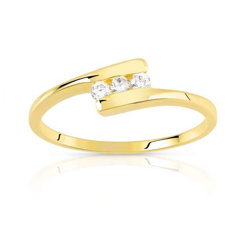 Bague plaqué or trio zirconias