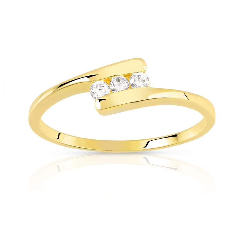 Bague plaqué or trio zirconias - vue 1