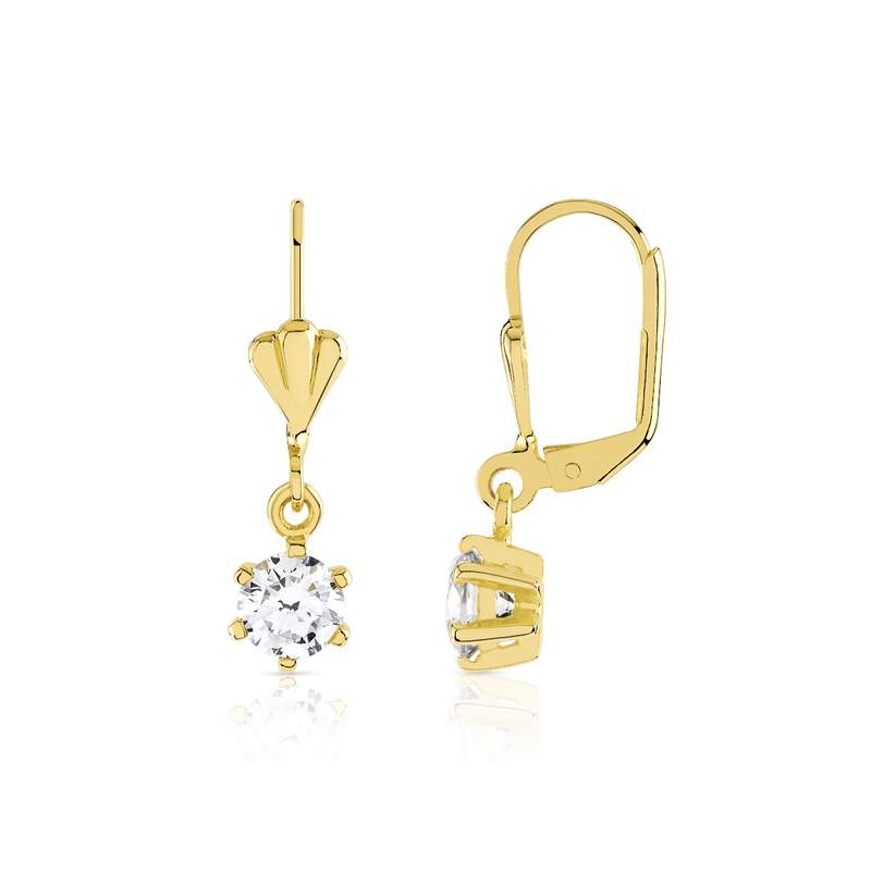Boucles d'oreilles plaqué or dormeuses zirconias - vue 1
