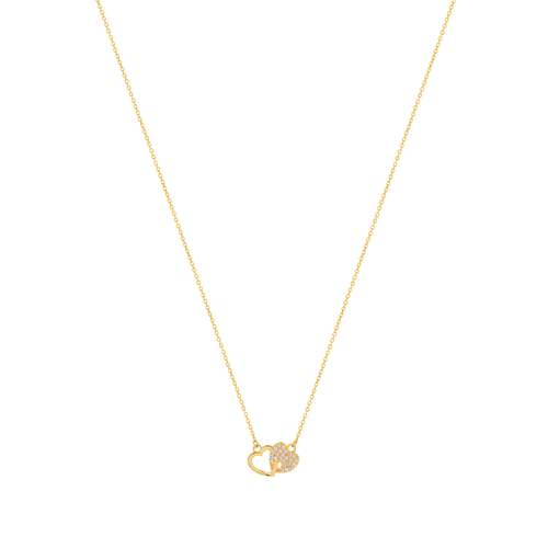 Gold-plated necklace intertwined hearts zirconias 45 cm