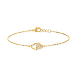Bracelet plaqué or coeurs entrelacés zirconias 18 cm - vue 1