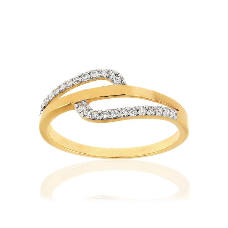 Bague plaqué or 2 tons zirconias - vue 1